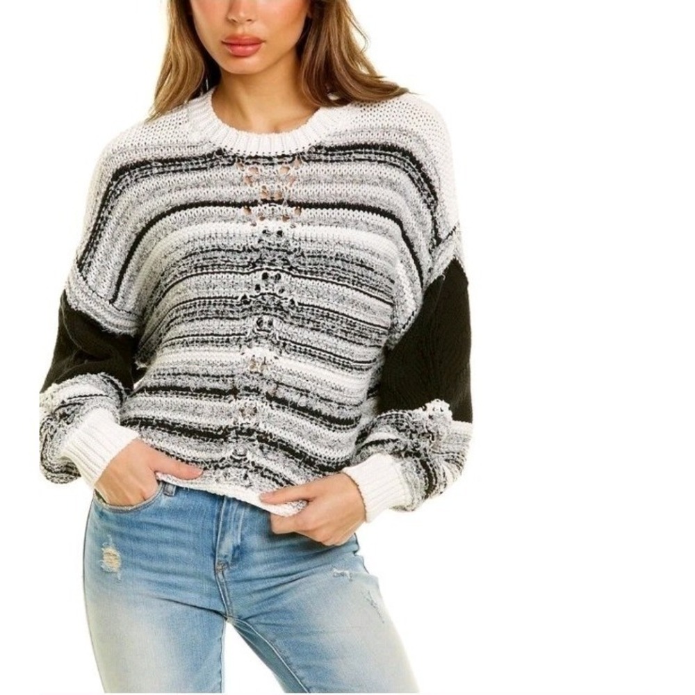 IRO Peggie Cotton‎ Knit Stipe Women's S Sweater Chunky Shredded Made In Italy